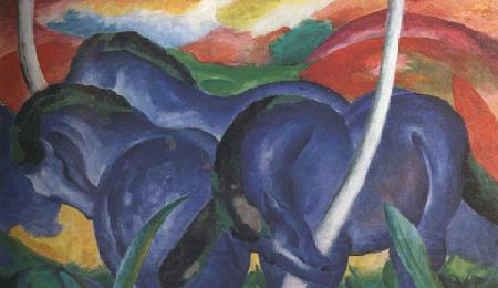 Franz Marc The Large Blue Horses (mk34) Norge oil painting art
